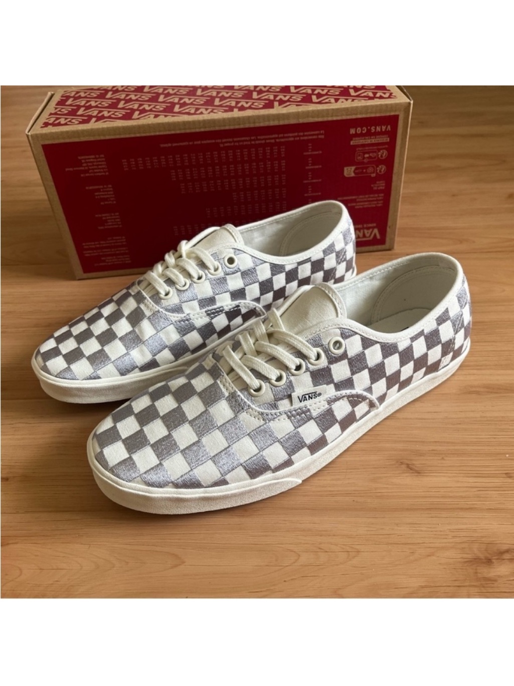 Vans Authentic Lowpro Embroidered Check Lunar Rock Women 9.0 Us